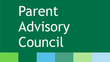 Green graphic of the words, Parent Advisory Council